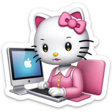 HelloKitty works on a computer sticker