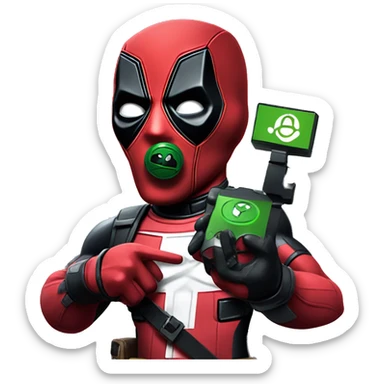 Deadpool holding xbox controller sticker