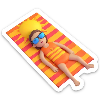 person sunbathing on a Miami beach towel wearing sunglasses with sun overhead sticker