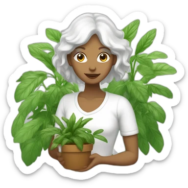femme blanche entourée de plantes sticker