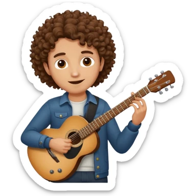 Man with curly hair playing guitar  sticker