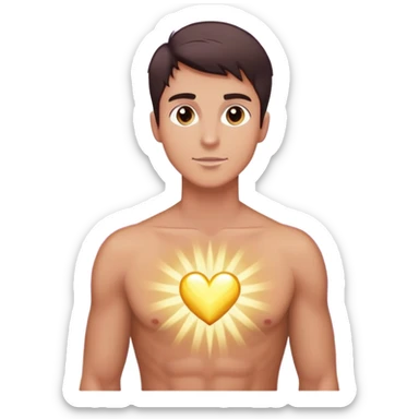 White brunette man standing with rays of light Purple Hearts sticker