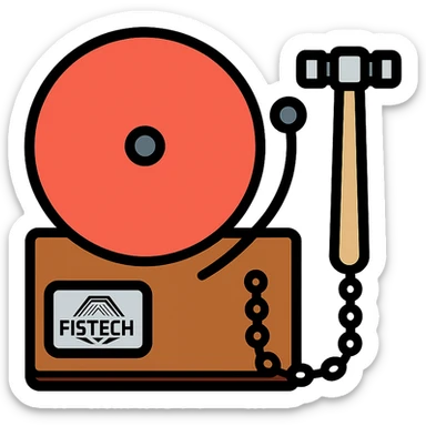 Create a vector art style illustration of a wrestling ring bell with clean lines and flat colors, no background. Focus on clarity and simplicity in a lineal color icon style with black outlines. sticker