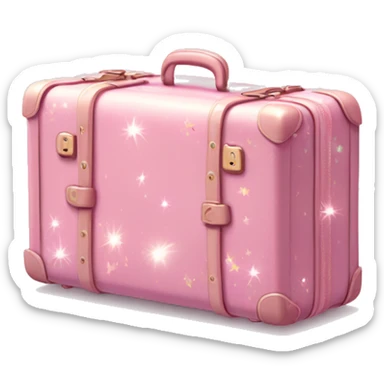 Pastel Pink Suitcase "A pastel pink suitcase with glowing edges, glittery details, and a magical trail of sparkles floating around it." sticker