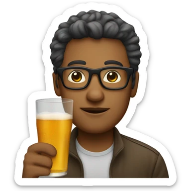 casual indoor drinker with square large glasses sticker