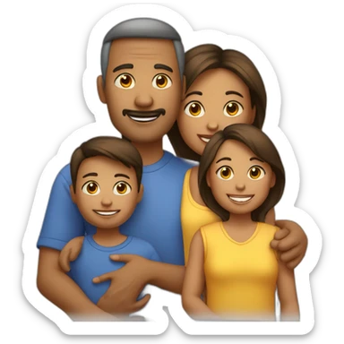 familia de papa, mama y dos niños sticker