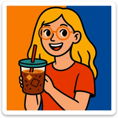 Make her hair longer, keep vibrant toon illustration style. sticker