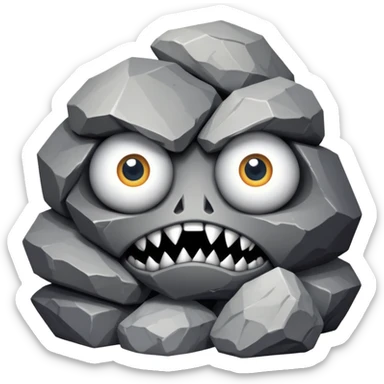A pile of rocks with eyes, a trump, and sharp teeth, sneaky and fast sticker