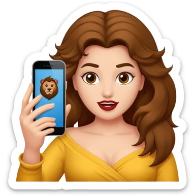 Haz un dos persones una la bella de bella y la bèstia y la otra uo con el pelo rizado largo haciendose un selfie sticker