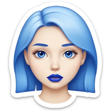 A girl with blue  lips sticker