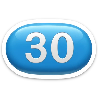 blue pill that says 30 on it sticker