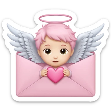 cute baby pink colored envelope with a cute pink heart on the middle with cute  pairs of baby angel wings sticker