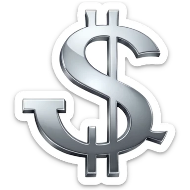 $ dollar metal symbol sticker