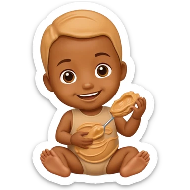 A baby covered in peanut butter sticker