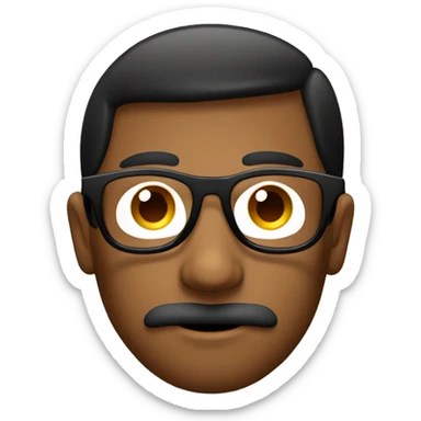 Emoji calvo Gordó de ojos marrones y gafas grandes negras sticker