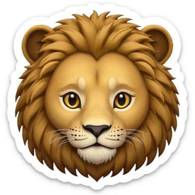 simple lion face emoji DOT eyes, only pupils,  solid black , no iris, no Sclera sticker