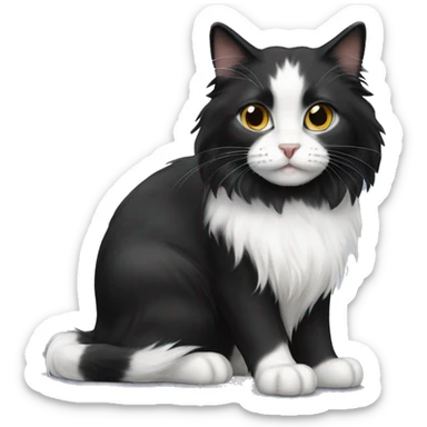 black-and-white cat domestic long-haired sticker