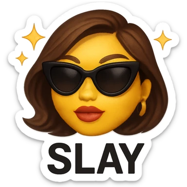 slay emoji, chic and radiant, no background sticker