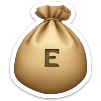 Money bag with letter ₸ in the center of the bag sticker