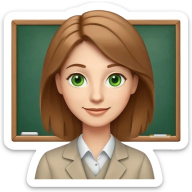 happy teacher with light brown hair and green eyes sticker