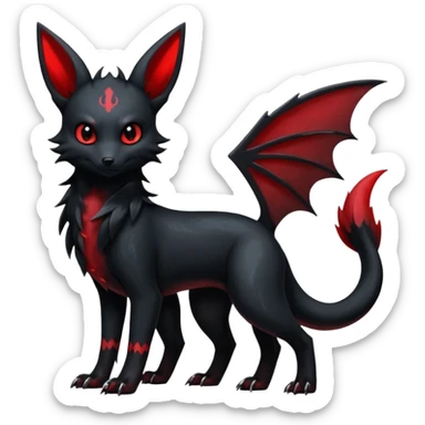  Shiny edgy dark gloomy red gothic cool badass emo-Litten-Umbreon-Salandit-Jolteon-fusion sticker