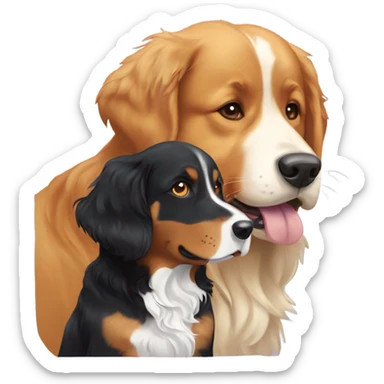 golden retriever and Bernese mountain dog playing sticker