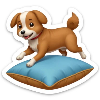 A dog humping a pillow sticker
