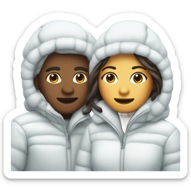 Couple in matching snow suits sticker