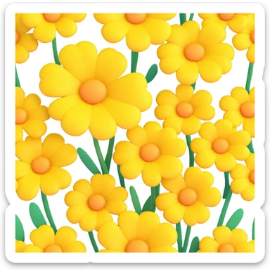 3D iOS cartoon style, extra voluminous yellow yarrow flower, no faces or smiles, natural and playful, rounded shapes, bright colors sticker