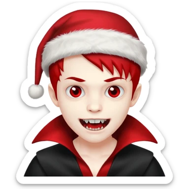 Vampire boy ,Fangs , cHristmas hat  sticker