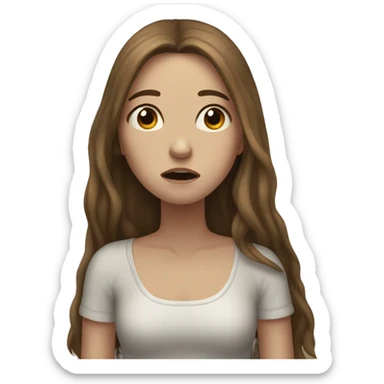 sad white girl with long brown hair crying on the beach  sticker