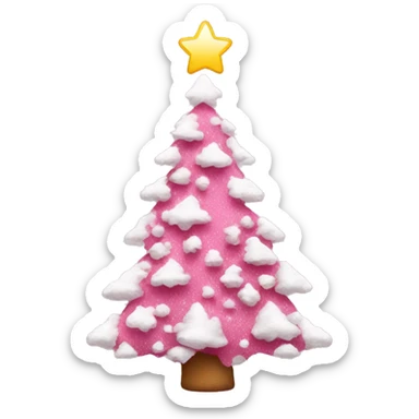 pink christmas tree with snow on it sticker