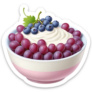 yoghurt pastel pink bowl with grapes and blueberries sticker