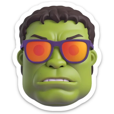Hulk wearing sunglasses, 3D emoji style sticker
