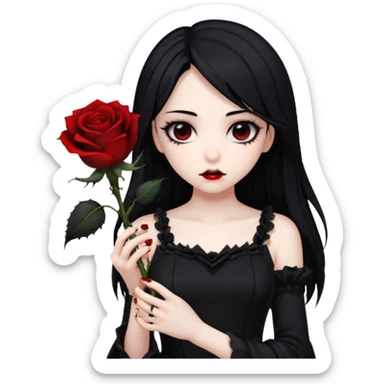Bloody black rose anime gothic emo  beautiful gorgeous cool edgy cute lady sticker