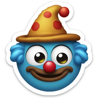 Emoji of poop with a clown   sticker
