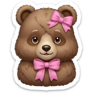 Cozy Bear with a pink bow sticker