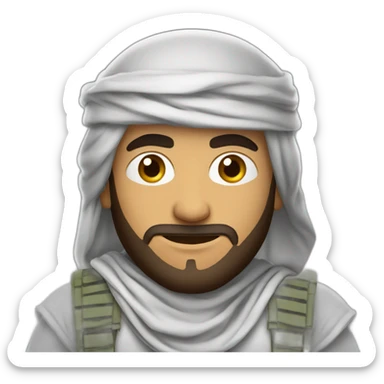 arab man wearing a shemagh and a plate carrier with with wires sticking out sticker
