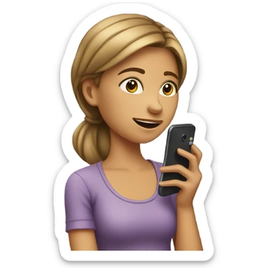 A girl with her phone  sticker