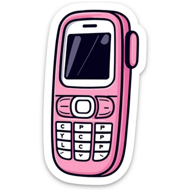 Pink Y2K flip phone with glittery metallic finish and cyber aesthetic sticker