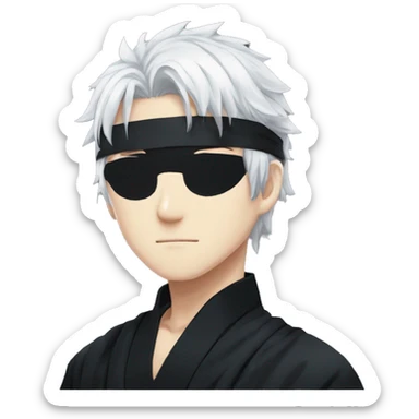 gojo satoru with white hair and black blindfold in jujutsu kaisen sticker