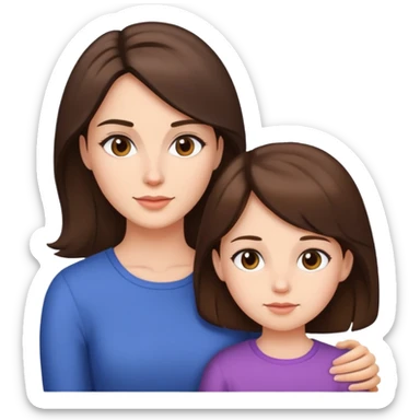 mother and daughter with brunette hair sticker