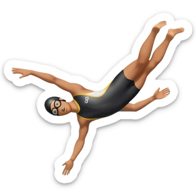 A diver mid-air after jumping off a head diving pool,  Below him, a pool labeled "Confidence". A subtle 5-4-3-2-1 on the diving board shows they took the leap despite fear. sticker