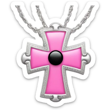 Pink cross with a silver chain wrapped around it with black bows sticker