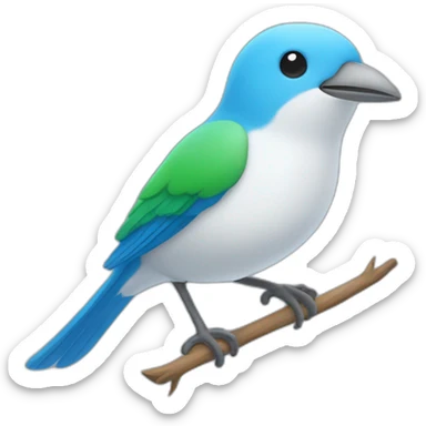 4 Little bird who’s flying and the color are two Blue one White and one Green  sticker