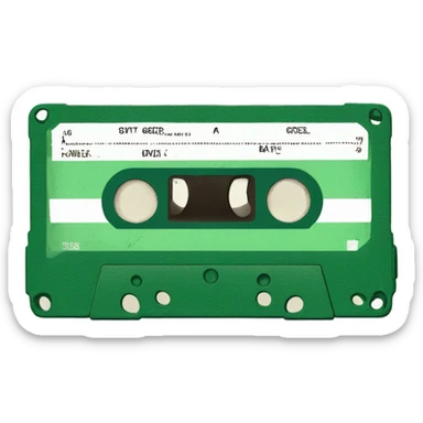 green vintage cassette tape sticker