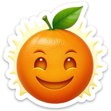 Cinematic Realistic Orange Emoji, Juicy and vibrant, with a bright, glossy skin that gleams in the light, revealing a slight texture from the natural pith. The orange segments peek through as the fruit radiates refreshing energy. Soft glowing outline, capturing the essence of a sweet, zesty burst of flavor in a perfect orange! sticker