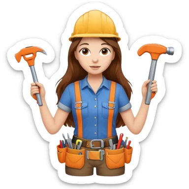 beautiful girl with long brown hair constructing new bedroom sticker
