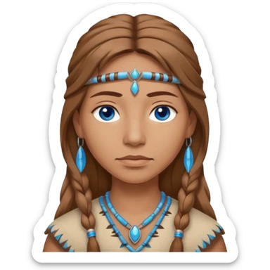 can you make a light native American emoji with light brown hair and blue eyes  sticker