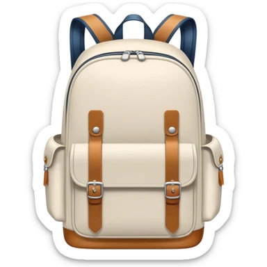 A flat-style illustration of a simple school backpack with front pockets and shoulder straps, symbolizing K–12 education. Clean, modern, cartoon-style, white background, iOS emoji aesthetic. sticker